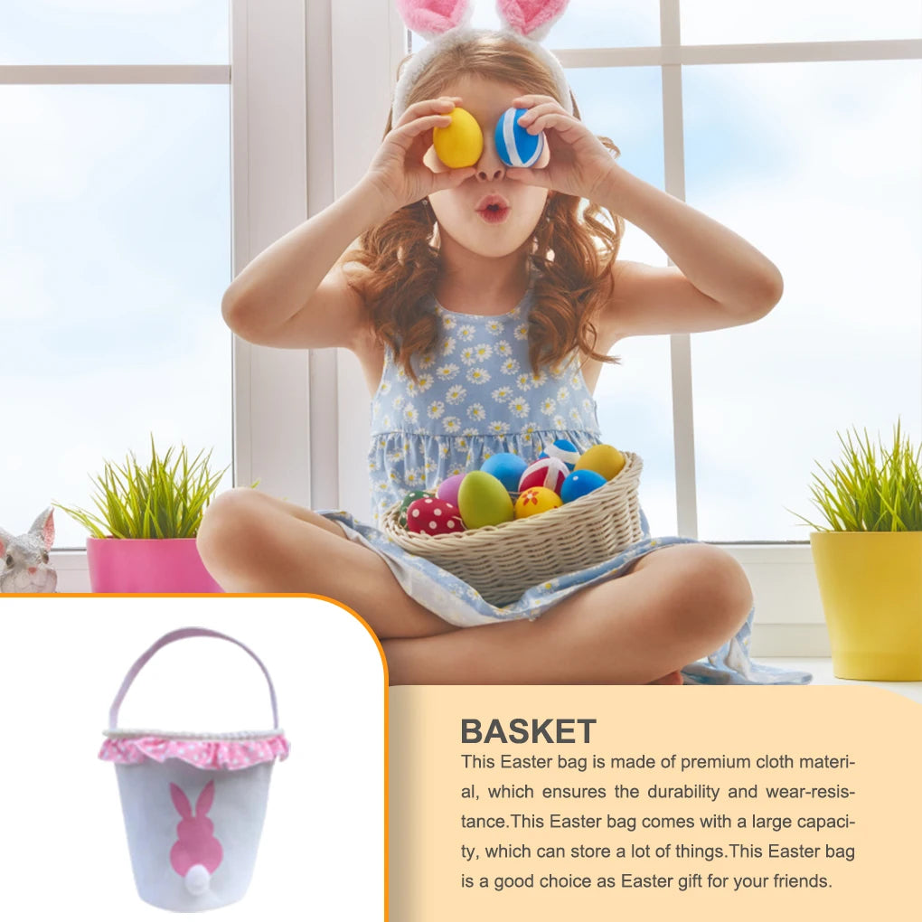 Bunny Bag Large Capacity Wear-resistance Easter Basket Holiday Buckets Decorations Tail Handle Bags Green Footprint