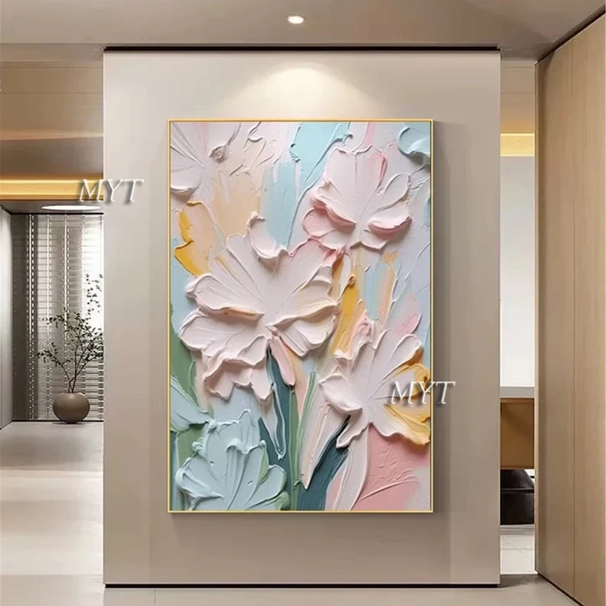 Handmade Oil Paintings for Home Decor, Abstract Pictures, Canvas Flowers, No Frame, Wall Art, Colors, Living Room, Modern
