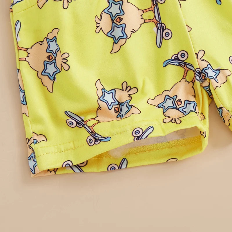 Baby Easter Outfit Bunny Print Short Sleeve Shirt and Shorts Set with Elastic Waistband for Comfort