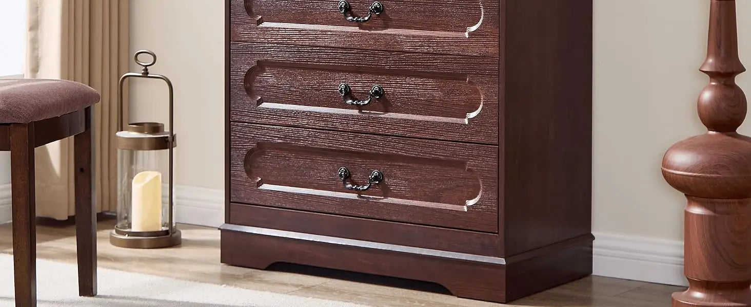 Dresser for Bedroom Farmhouse Cherry Wood Chest of Drawers for Bedroom Dresser, Rustic Wide Drawers Dressers