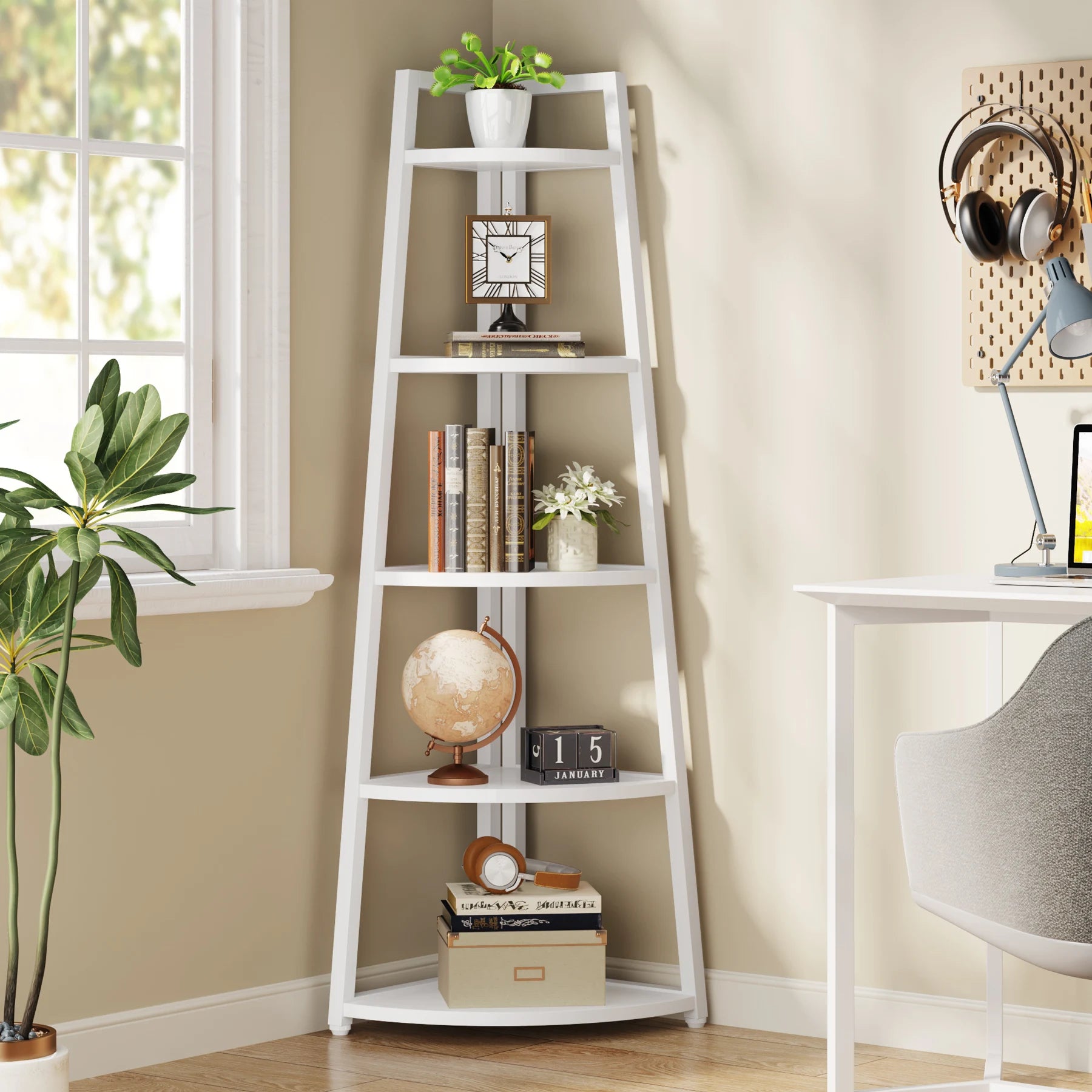Tribesigns Bookcase Corner Book Shelf Rack Wood Bookshelf Storage Shelves