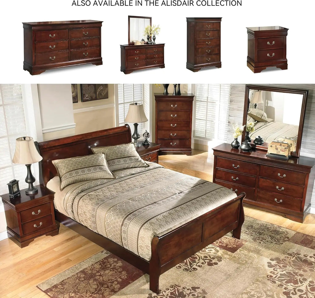 Signature Design by Ashley Alisdair Traditional 2 Drawer Dark Brown Nightstand 23.75 Tall Ideal for Bedside Storage