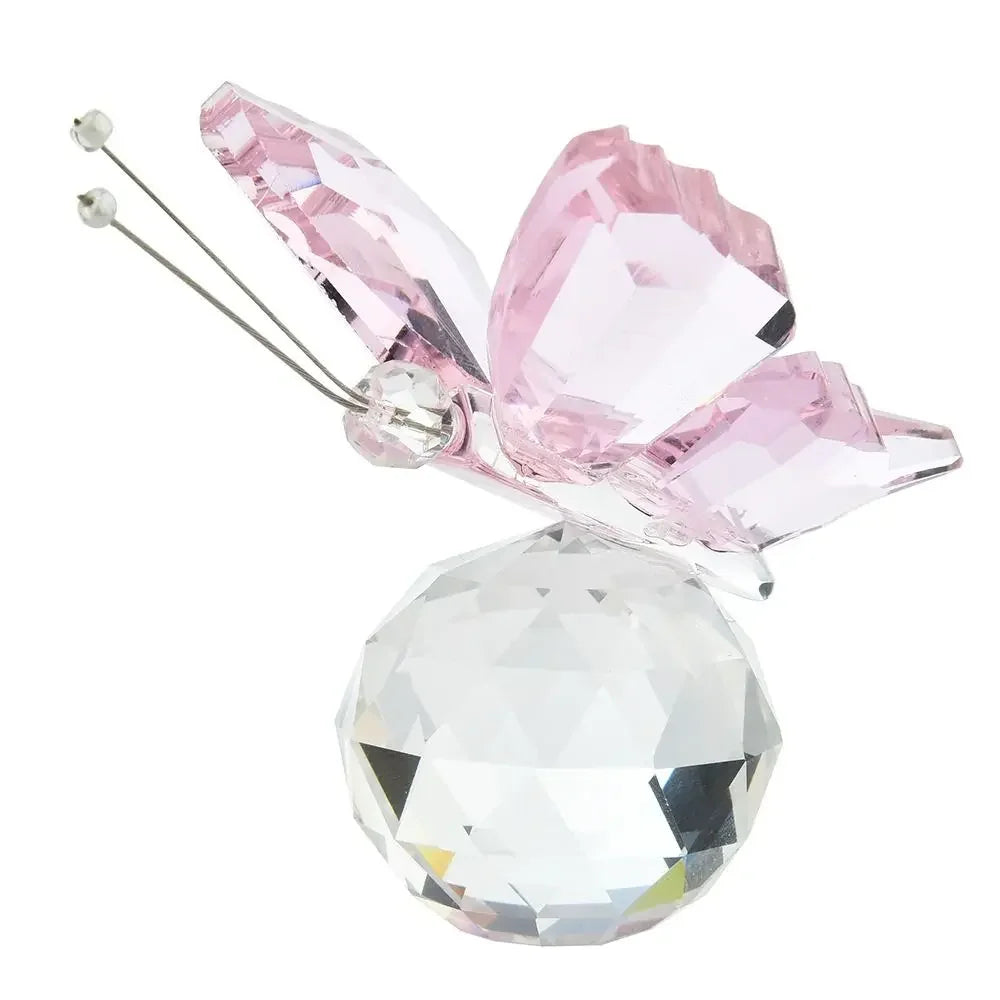 Creative White Crystal Crystal Butterfly Cute Handmade Miniature Figurines Glass Art Vivid Butterfly Ornament Home Decoration
