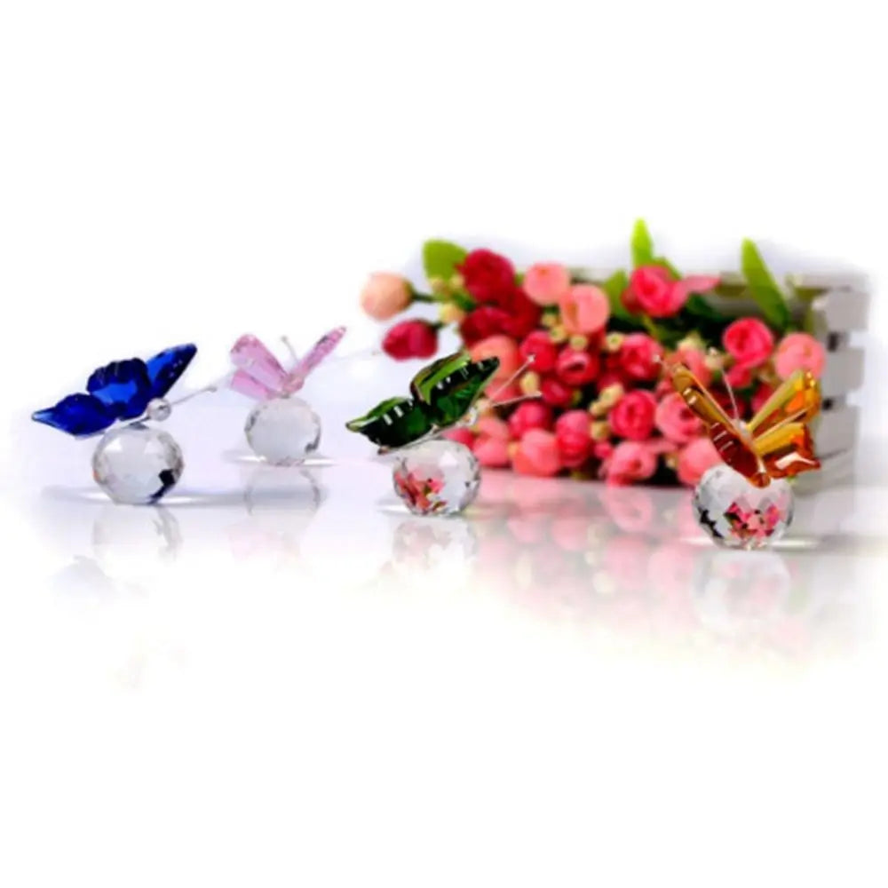 Creative White Crystal Crystal Butterfly Cute Handmade Miniature Figurines Glass Art Vivid Butterfly Ornament Home Decoration