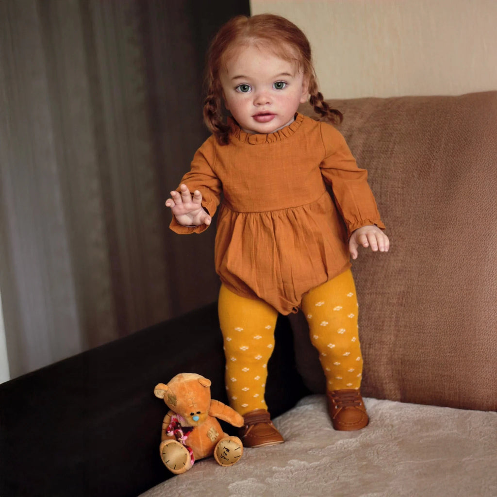 26inches Pippa Toddler Girl Doll with Cute Freckles On Face Toddler Huge Baby Size Dark Skin Lifelike Soft Touch