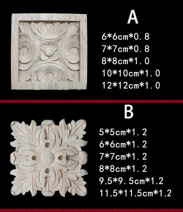 Unique Natural Floral Wood Carved Onlays and Appliques Wood Figurines for Decor Home Decoration Accessories wood furniture decal