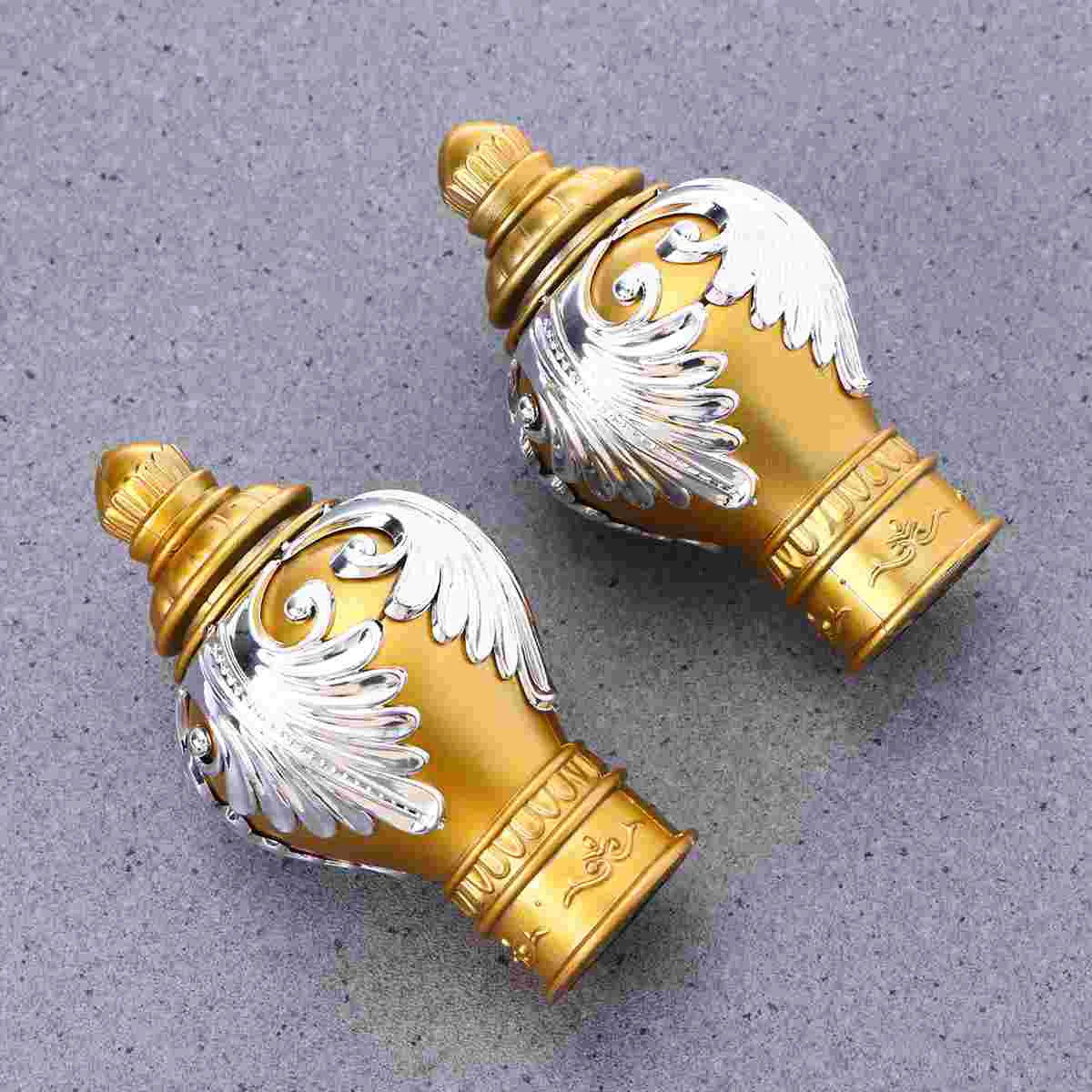 2pcs Rome Pole Curtain Rod End Decoration for Bedroom Living Room 28mm (Gold)