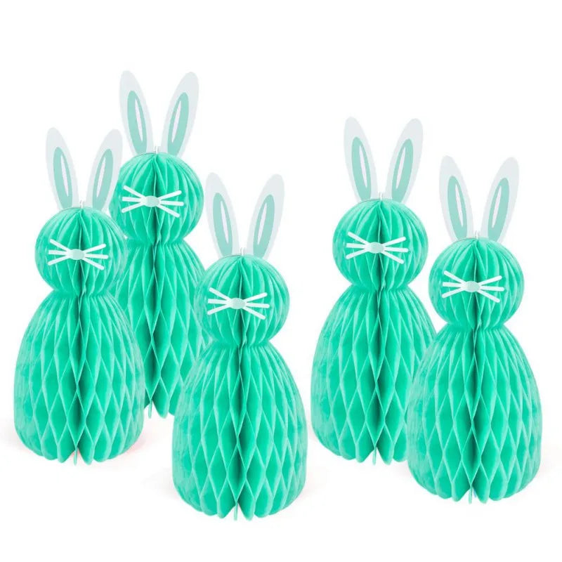 Easter Colorful Honeycomb Rabbit Hanging Paper Decoration Easter 3D Honeycomb Paper Egg Ball Easter Theme Party Decoration
