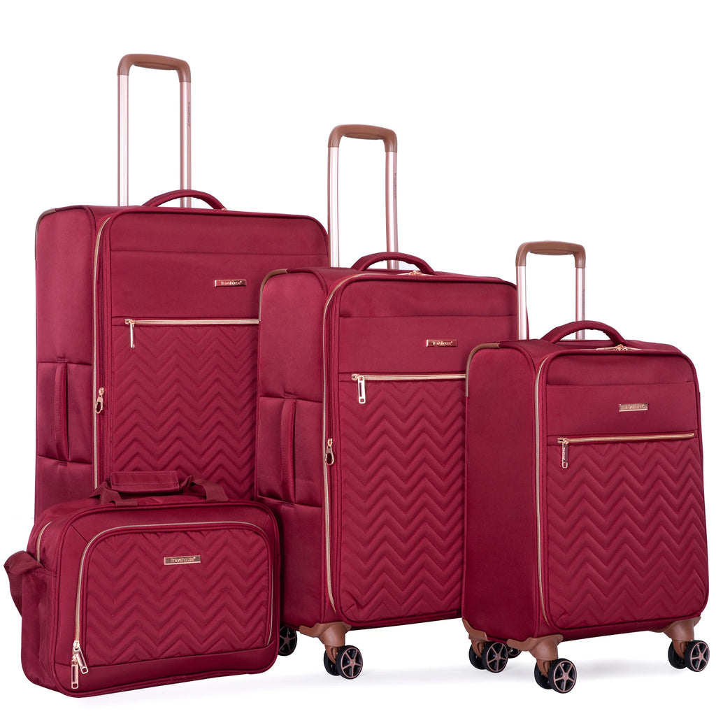 Travelhouse 4 Piece Luggage Set Softside Expandable Lightweight Suitcase with Double Spinner Wheels