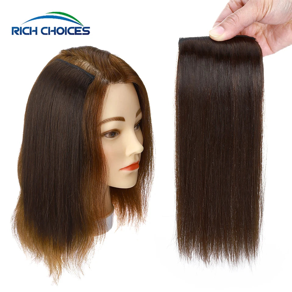 100% Human Hair Topper Invisable Straight Hair Pads Clip In One Piece 2Clips Increase Hair volume Hair Extensions Top Side Cover