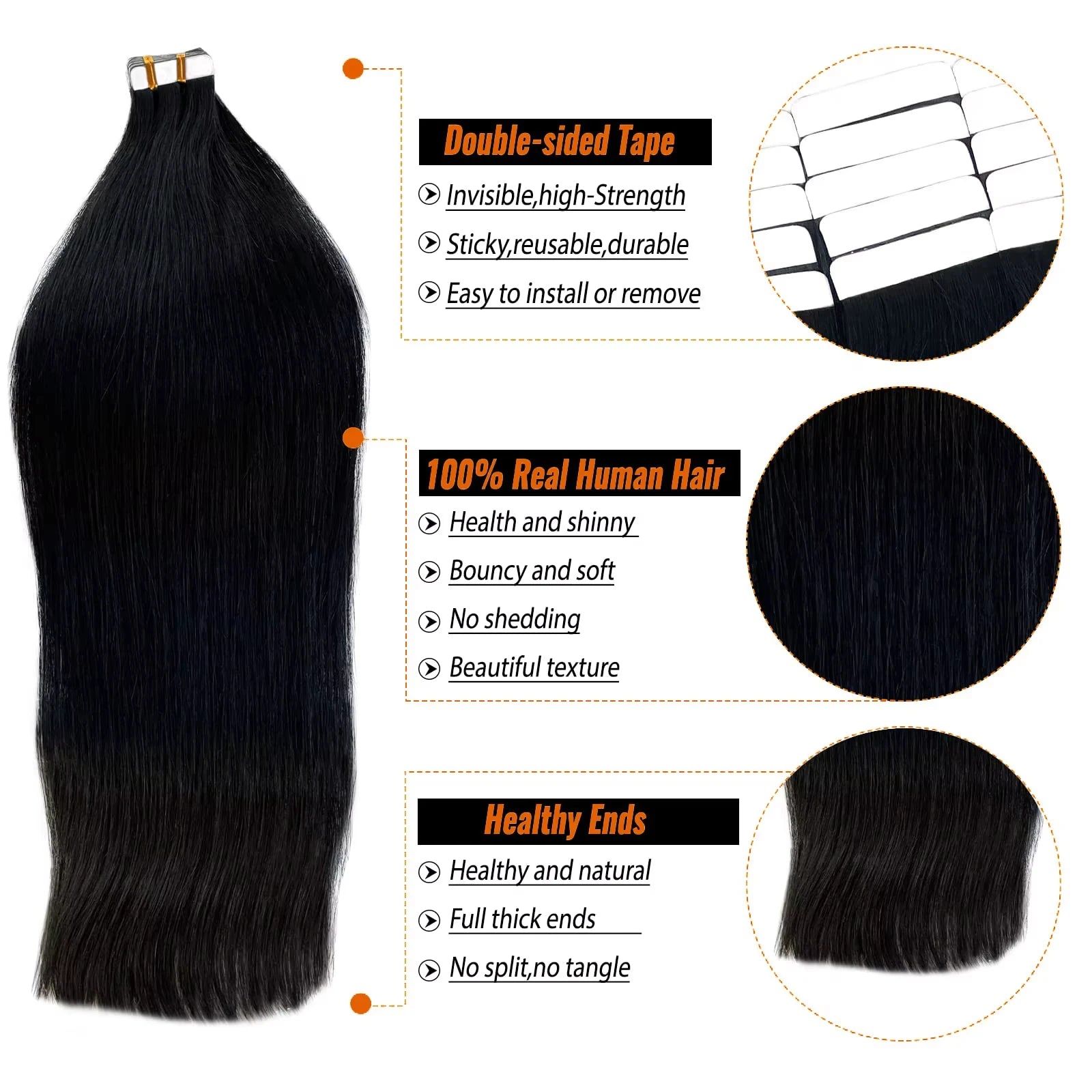 Wowear 24 Inch Straight Lace Front Wigs Human Hair Tape In Hair Extensions Human Hair 20pcs 50g Natural Black Wig Brazilian Hair