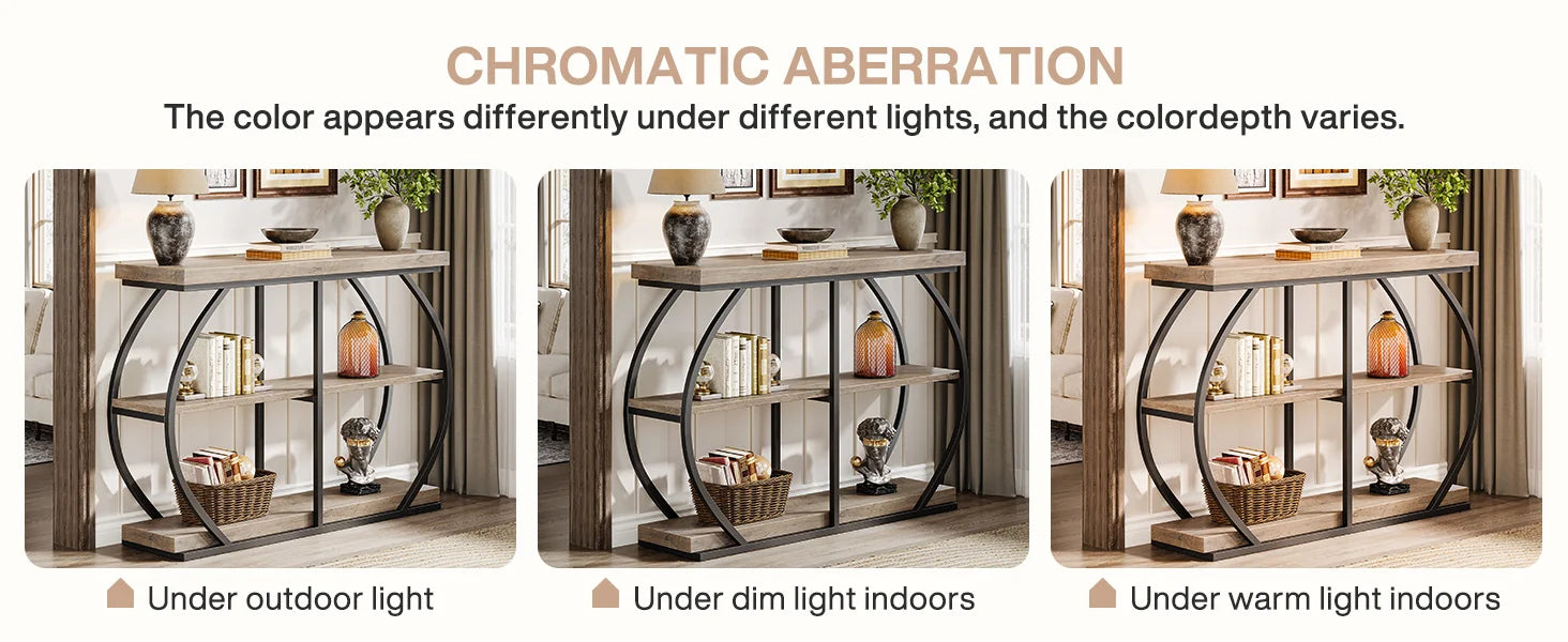 Tribesigns 41.3" Console Table, Industrial 3-Tier Entryway Table with Arched Metal Frame and Storage Shelves for Living Room
