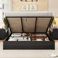 Lift Up Storage Bed, Queen Bed Frame with Storage Underneath, Wooden Platform Bed Frame, Solid Wood Slats Support