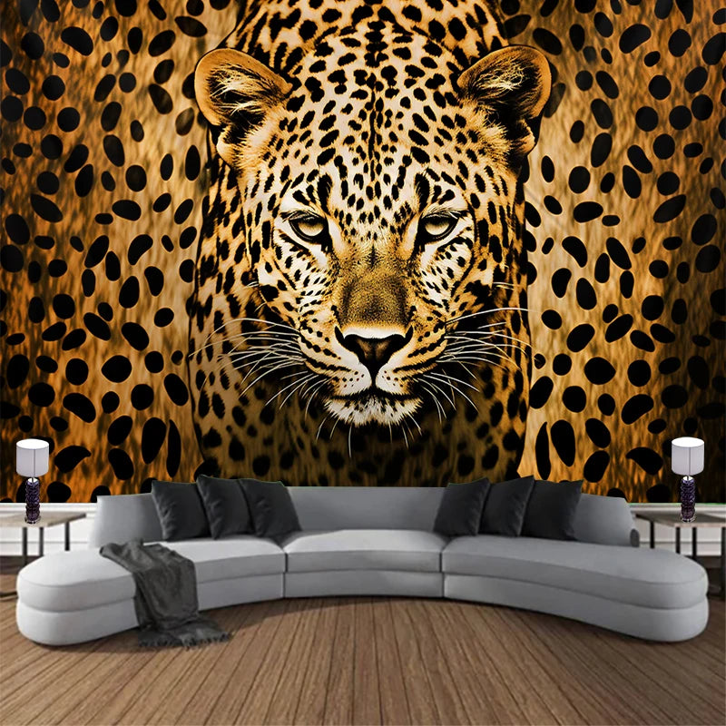 Animal Leopard Waterfall Tapestry Wall Art Floral  Wall Hanging Home House  Bedroom Decor For 2023 Tapiz Y2k Arazzi