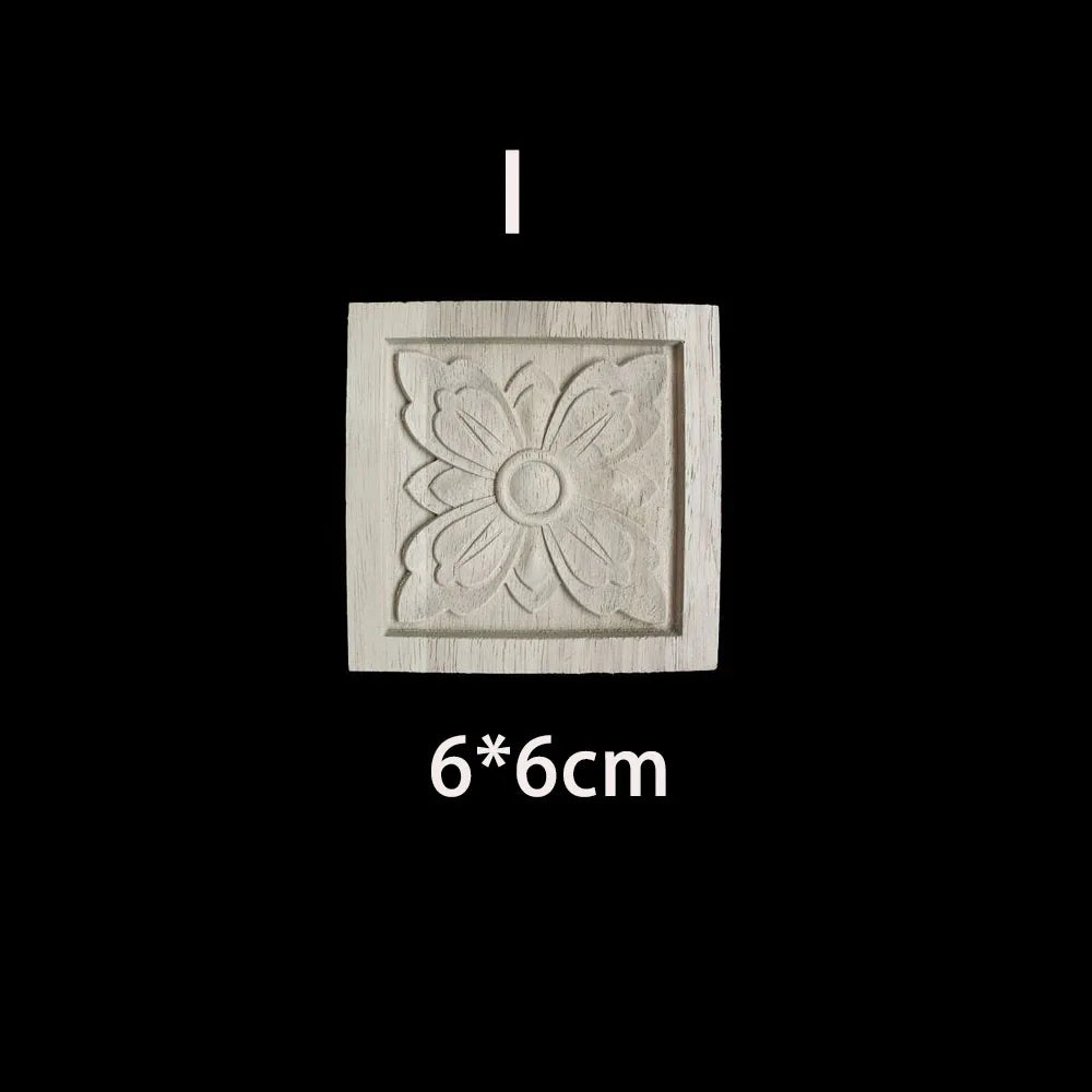Unique Natural Floral Wood Carved Onlays and Appliques Wood Figurines for Decor Home Decoration Accessories wood furniture decal
