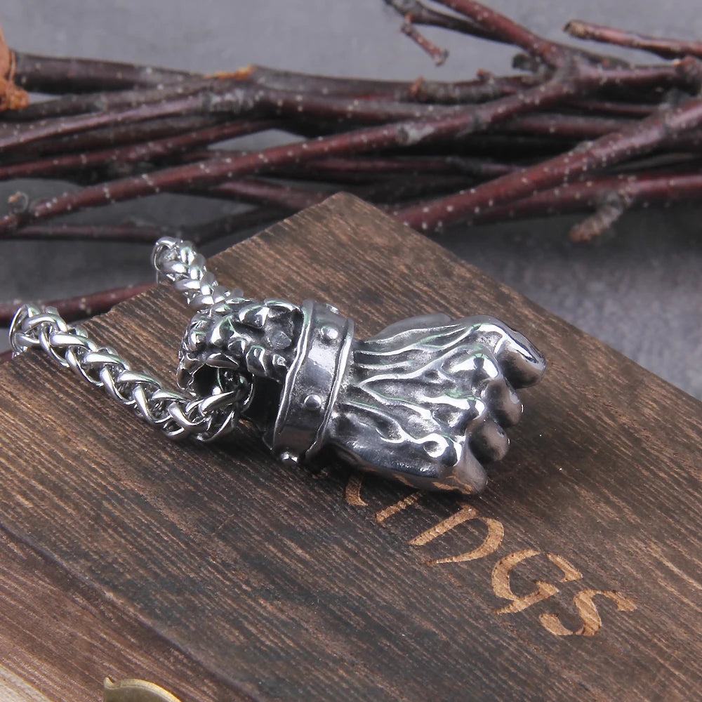 stainless steel Gothic Pendants Fist Necklace Cool Street Style Necklaces For Men Collar Hombre Neck Chains Punk Jewelry Gift