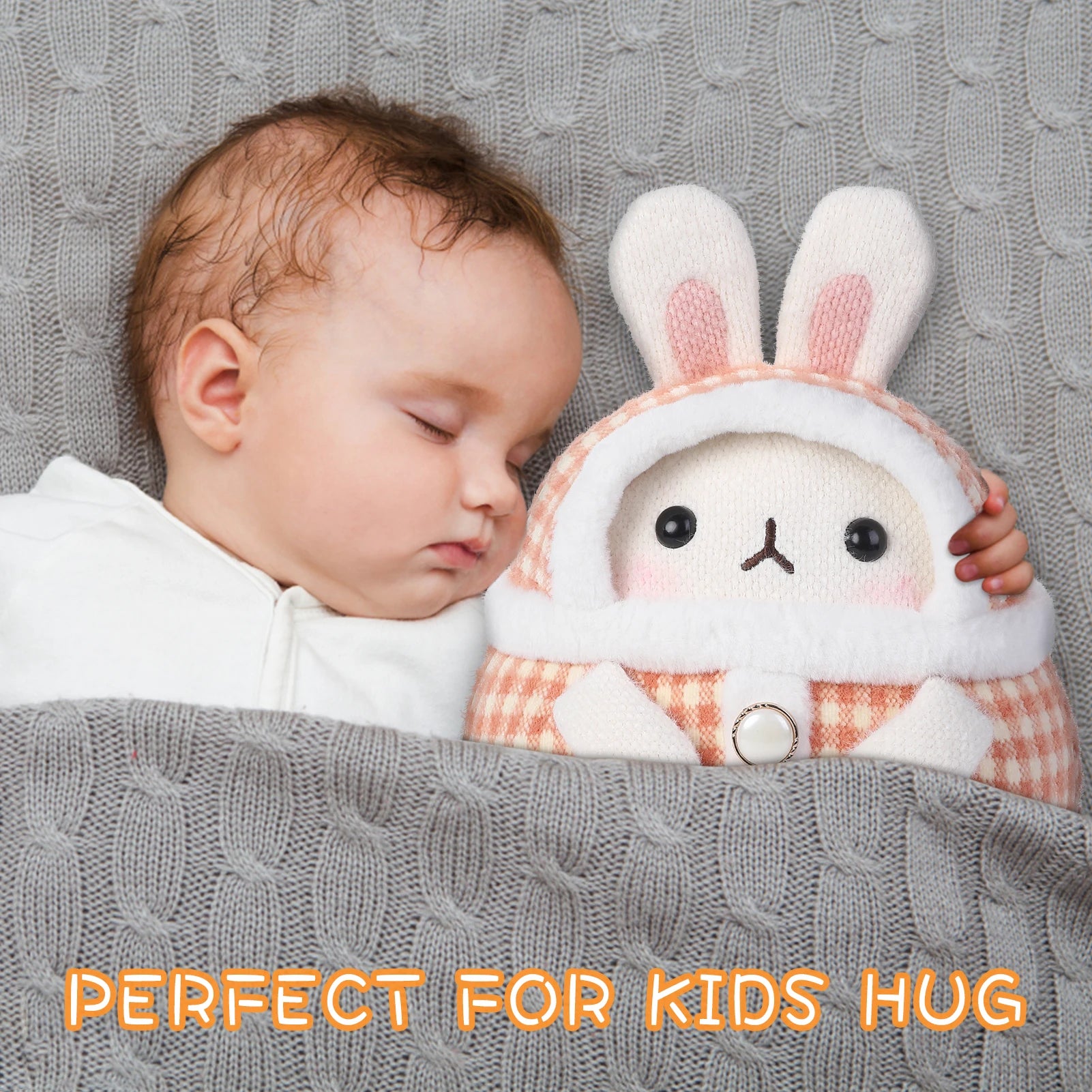 Stuffed Animals Bunny Toys for Kids 12.6 Inch Bunny Plush Knitted Toys with Cute Costume Christmas Birthday Easter Presents