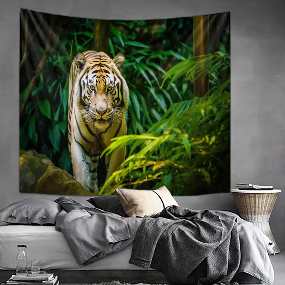 Animal Leopard Waterfall Tapestry Wall Art Floral  Wall Hanging Home House  Bedroom Decor For 2023 Tapiz Y2k Arazzi