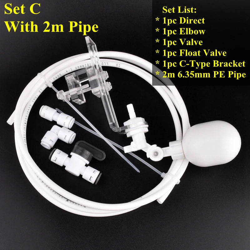 1/4" 6.35mm Water Dispenser Ball Float Valve Aquarium Tank Automatic Water Refill Ball Cock Adapter Adjustable Height Floatvalve