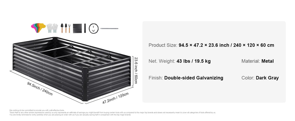 SucceBuy Raised Garden Bed Outdoor Planting Boxes with Open Base for Growing Flowers/Vegetables in Backyard/Garden/Patio/Balcony