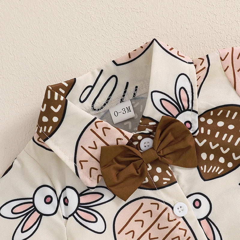 Baby EasterFloral Print Sleeveless Bowtie