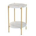 LUVODI 2-Tier Round Coffee End Tables Sofa Side Table Plant Stand with Storage Shelf Metal Frame for Living Room Bedroom