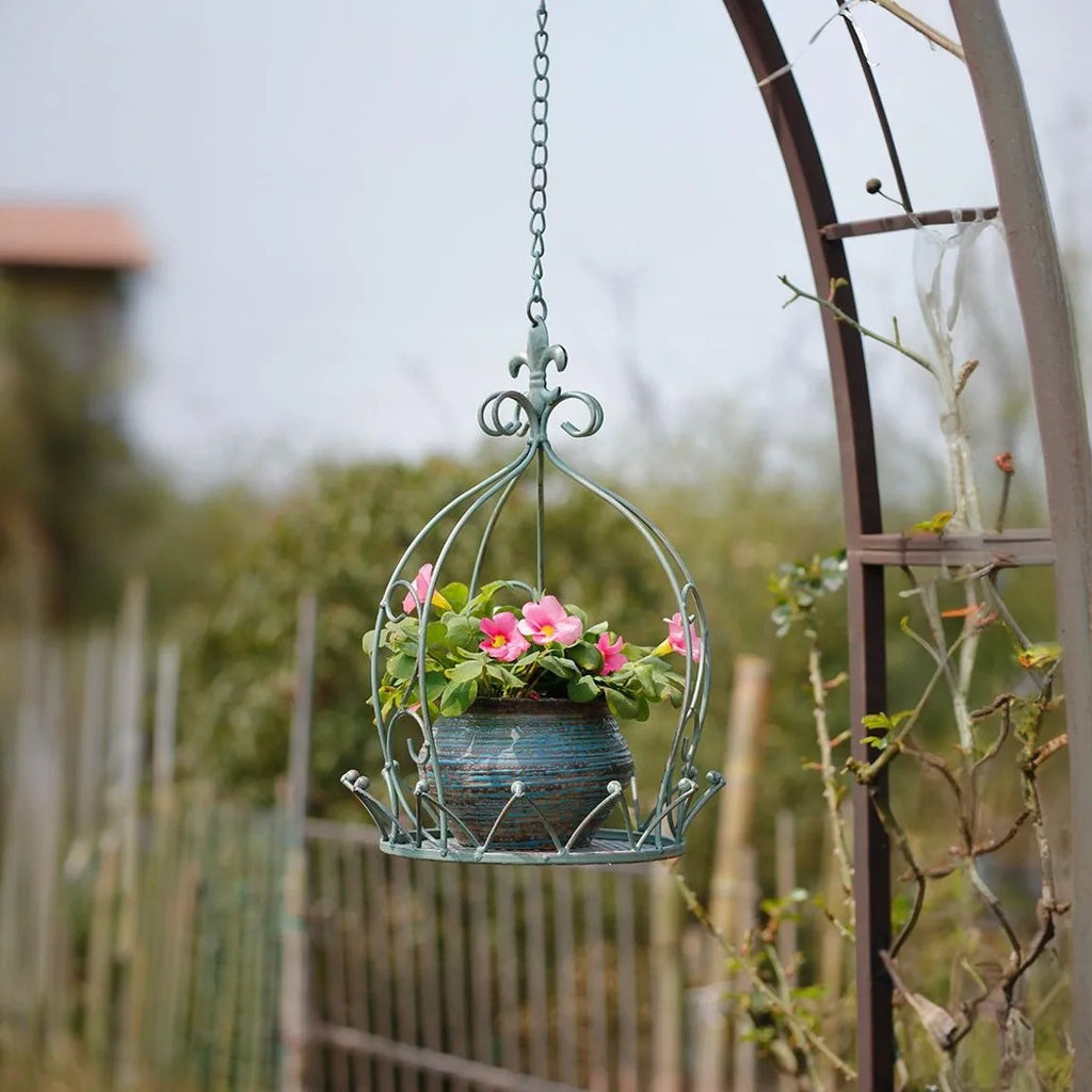 European style iron hanging basket indoor balcony hanging hanging basket outdoor garden courtyard succulent flower pot rack