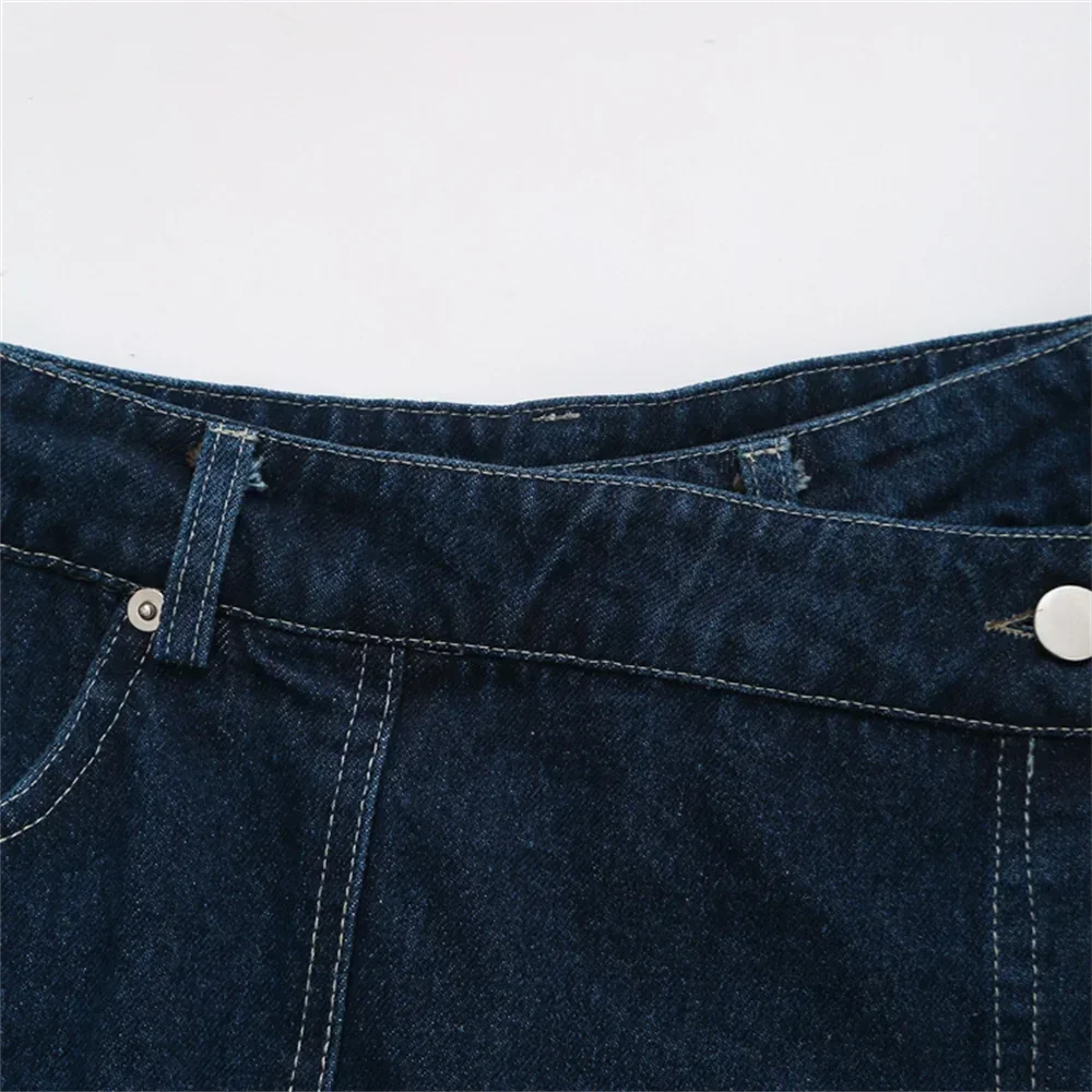 Summer New Women's Fashion Temperament Casual Versatile V-neck Short Denim Shirt Double Breasted Denim Skirt Suits Outfits