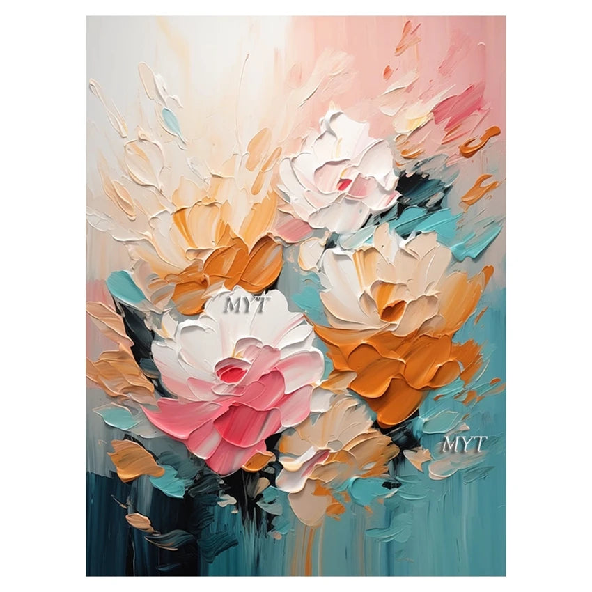 Handmade Oil Paintings for Home Decor, Abstract Pictures, Canvas Flowers, No Frame, Wall Art, Colors, Living Room, Modern