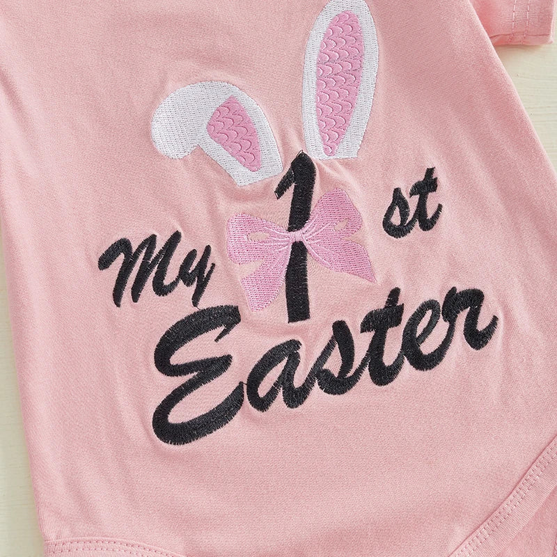 Adorable Toddler Easter Dress Floral Print Sleeveless Romper Ruffle Shorts Headband 3-Piece Outfit Set for Baby Girls