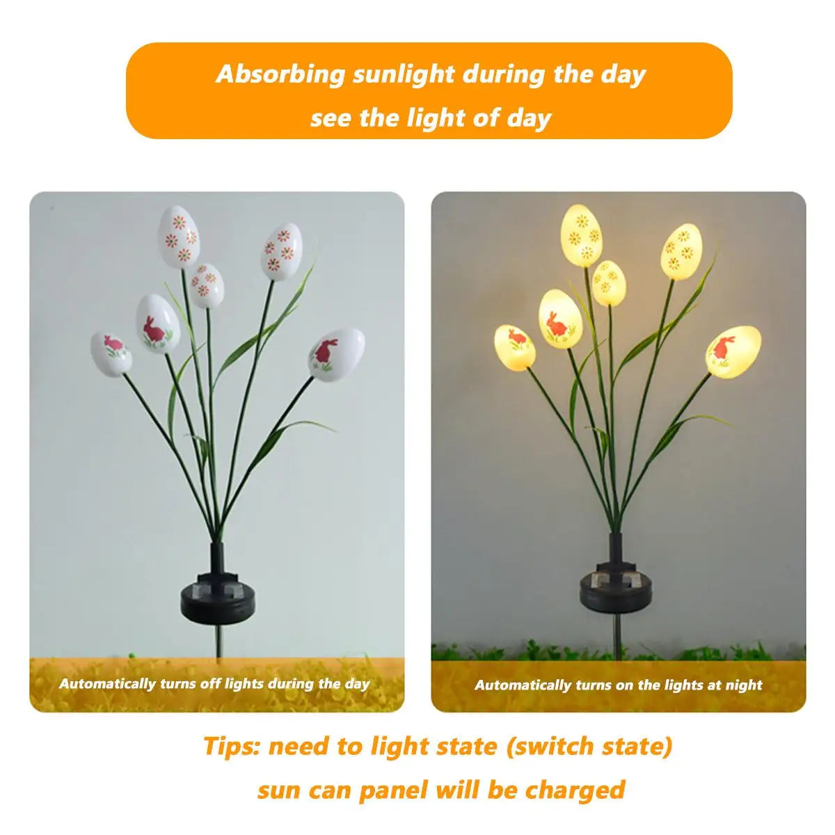 6/12 pcs garden lights Easter Eggs,  Waterproof garden path courtyard Hunt Game Party Favors Supplies Solar lamp