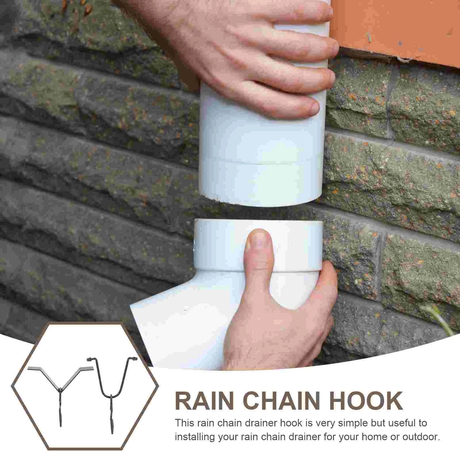 Rain Chain Gutter Clip V-Shaped Rain Chain Cup Portable iron Downspout Outlet Hanger Cup home Gutter Downpipe accessories