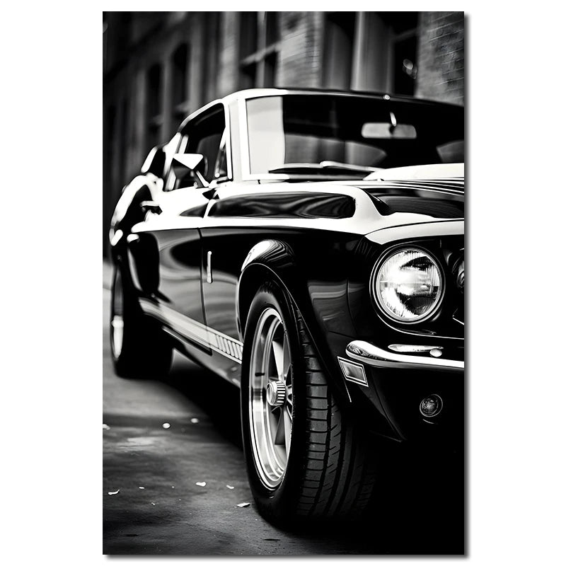Retro Luxury Car Canvas Wall Painting Poster Vintage Black and White Car Decoration Mural Modern Home Room Decor Birthday Gift