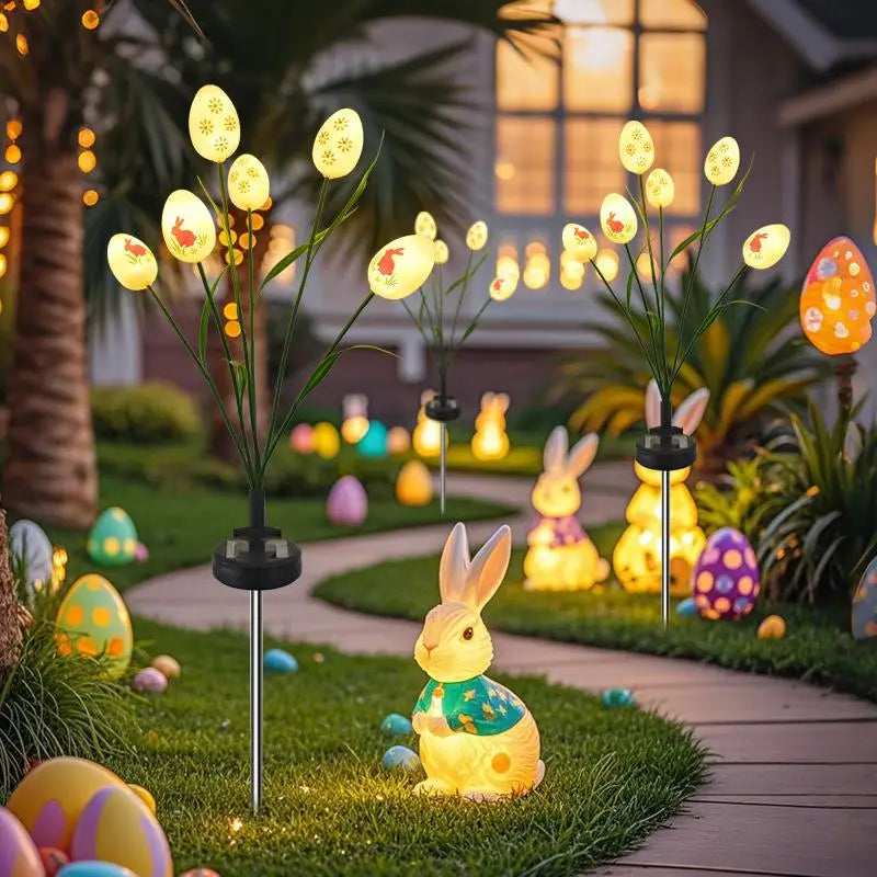 6/12 pcs garden lights Easter Eggs,  Waterproof garden path courtyard Hunt Game Party Favors Supplies Solar lamp