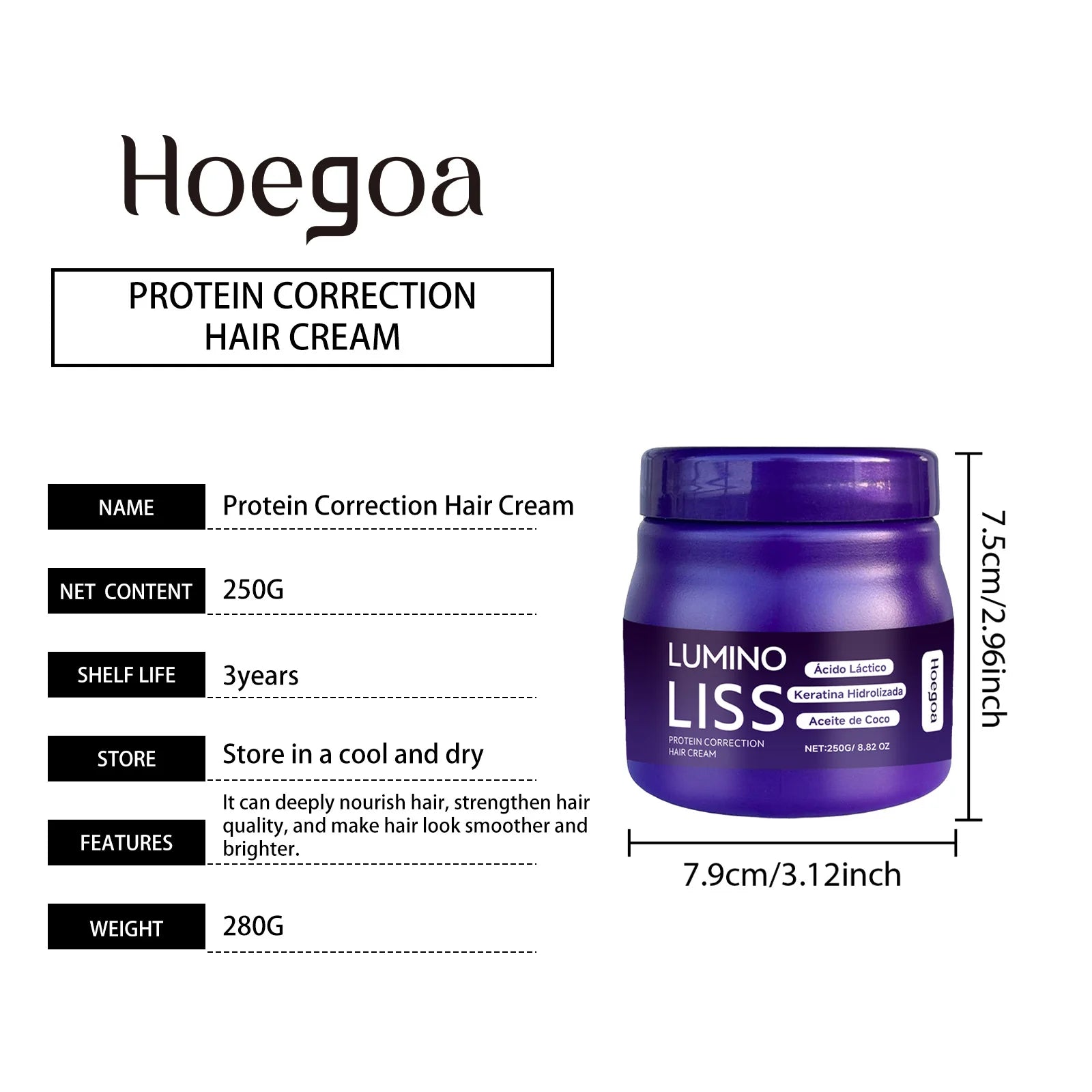 Protein Straightening Cream Keratin Smoothing Frizzy Hair Prevent Hair Splitting End Increase Elasticity Protein Correction Care