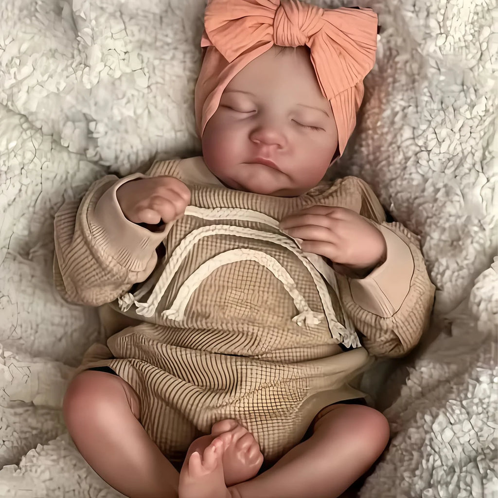 Risbecko Lifelike 43cm Finished Reborn Doll, Like Real Baby Handmade Art Doll, 3D Painted Skin With Visible Veins Vinyl Limbs