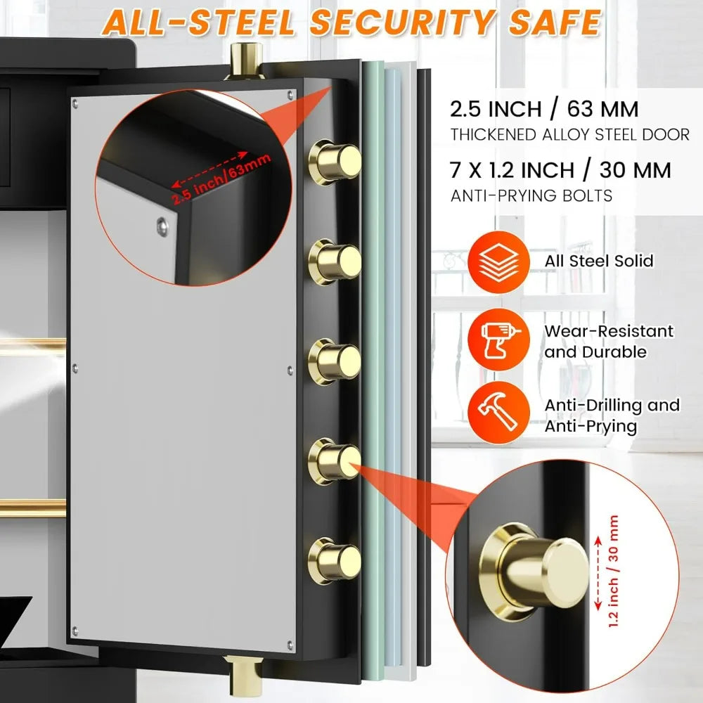 8.5 Cuft Extra Large Home Safe Fireproof Waterproof, Heavy Duty Fire Proof Safes with Fireproof Bag, Electronic Keypad, Keys and