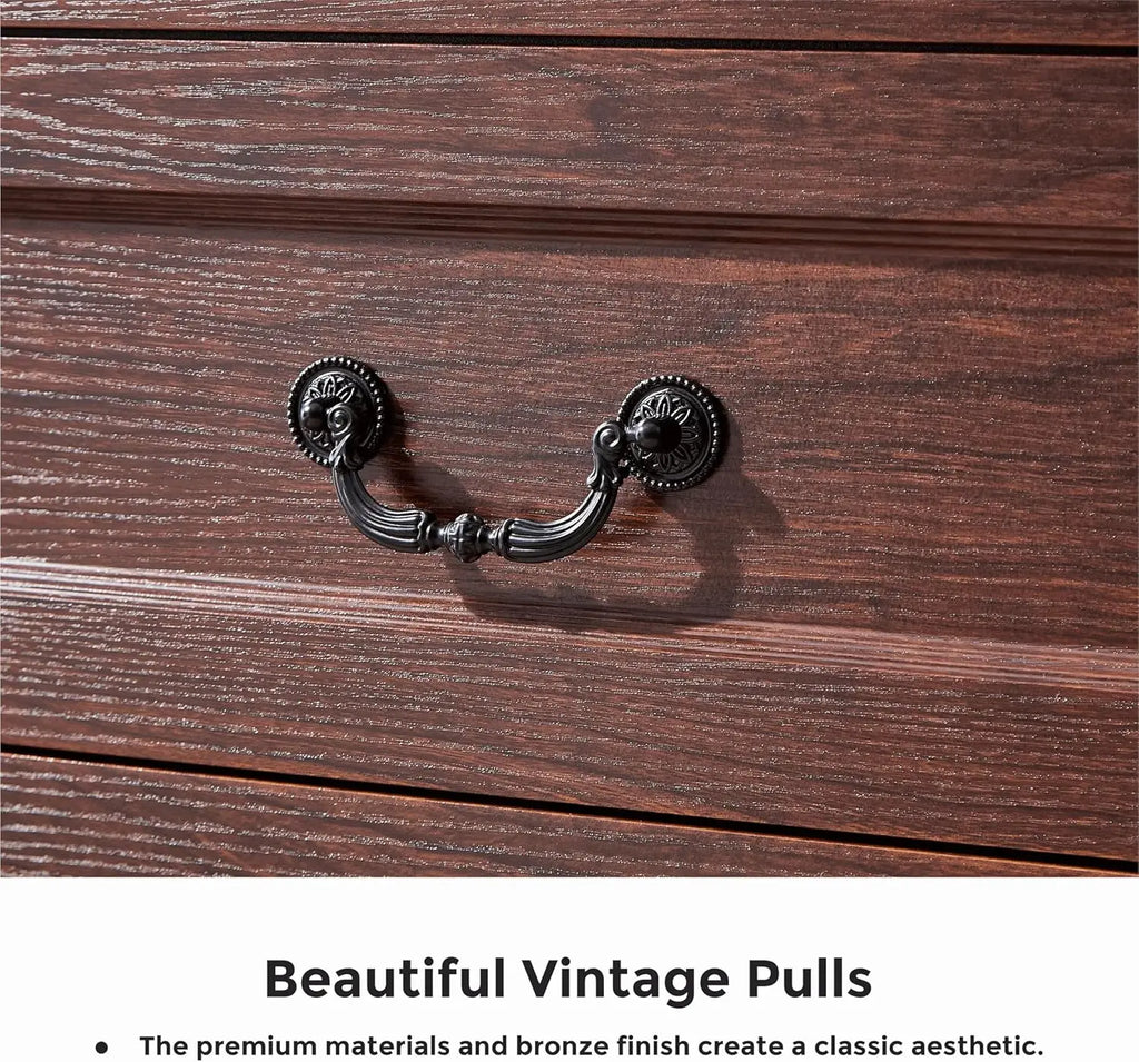 Dresser for Bedroom Farmhouse Cherry Wood Chest of Drawers for Bedroom Dresser, Rustic Wide Drawers Dressers