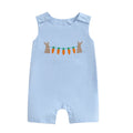 Infant Easter  Adorable Sleeveless Round Neck Rabbit Embroidered Loose Fit Romper Baby Jumpsuit Toddler Outfit for Spring