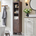 68" Tall Bathroom Narrow Storage Cabinet with Adjustable Shelf and Drawer, Curved Profile Linen Tower for Bathroom, Living Room