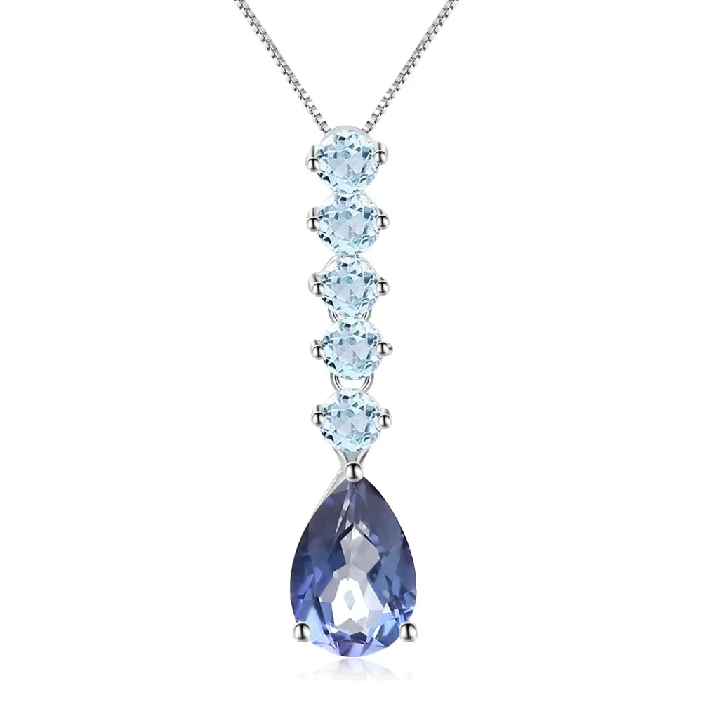 GEM'S BALLET 8.70Ct Natural Amethyst Long Pendant 925 Sterling Silver Gemstone Necklaces & Pendants For Women Fine Jewelry