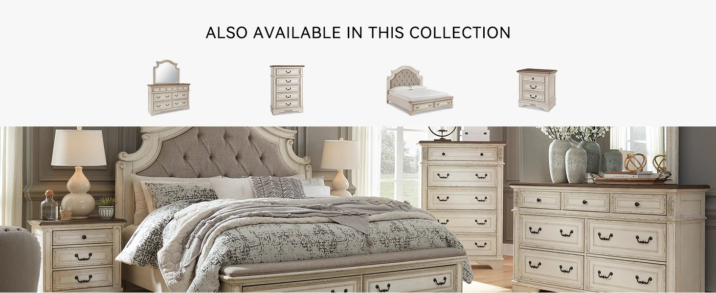 Realyn French Country 3 Drawer Nightstand with Electrical Outlets & USB Ports, 27.75" Tall, Chipped White 2025 NEW