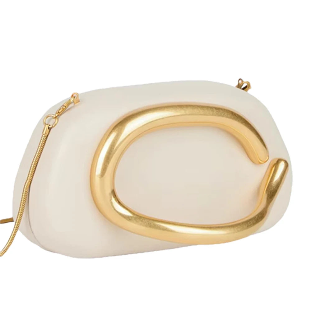 Box Bag Metal Clutch Bag Crossbody Pu Leather Clutch Shoulder Luxury Handbags Women's Handbag Ladies Female Evening Purse