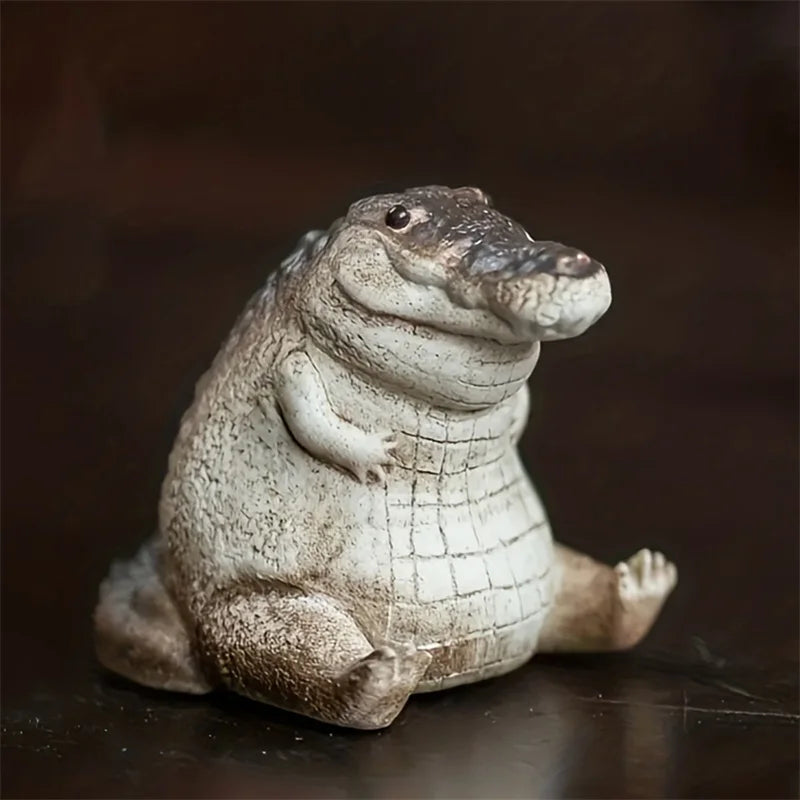 1PC Boutique Purple Sand Tea Petting Little Crocodile Tea Pet Ornaments Handmade Tea Ceremony Tea Play Financial TeaTable Gift