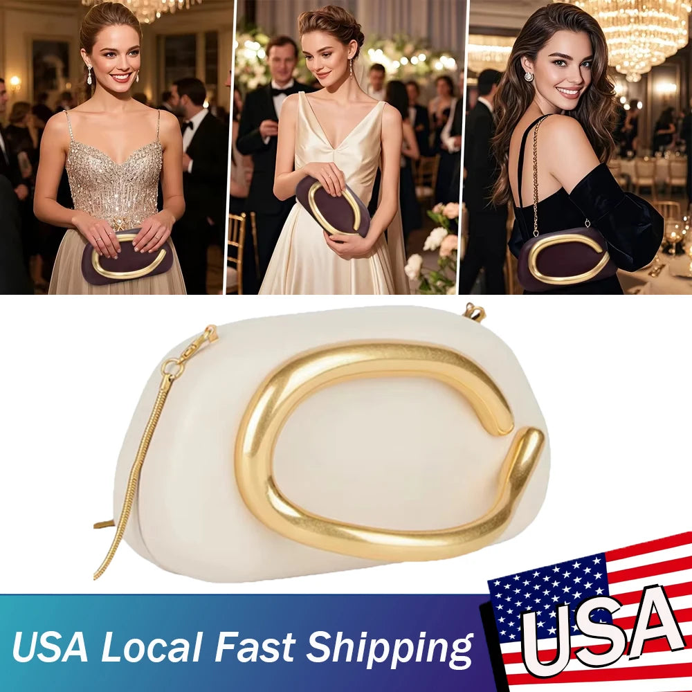 Box Bag Metal Clutch Bag Crossbody Pu Leather Clutch Shoulder Luxury Handbags Women's Handbag Ladies Female Evening Purse