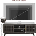 IRONCK 63'' TV Stand for TVs Up to 70", TV Console with 2 Sliding Doors in Grille Design & Charging Station, for Living Room