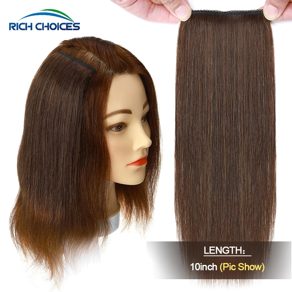 100% Human Hair Topper Invisable Straight Hair Pads Clip In One Piece 2Clips Increase Hair volume Hair Extensions Top Side Cover