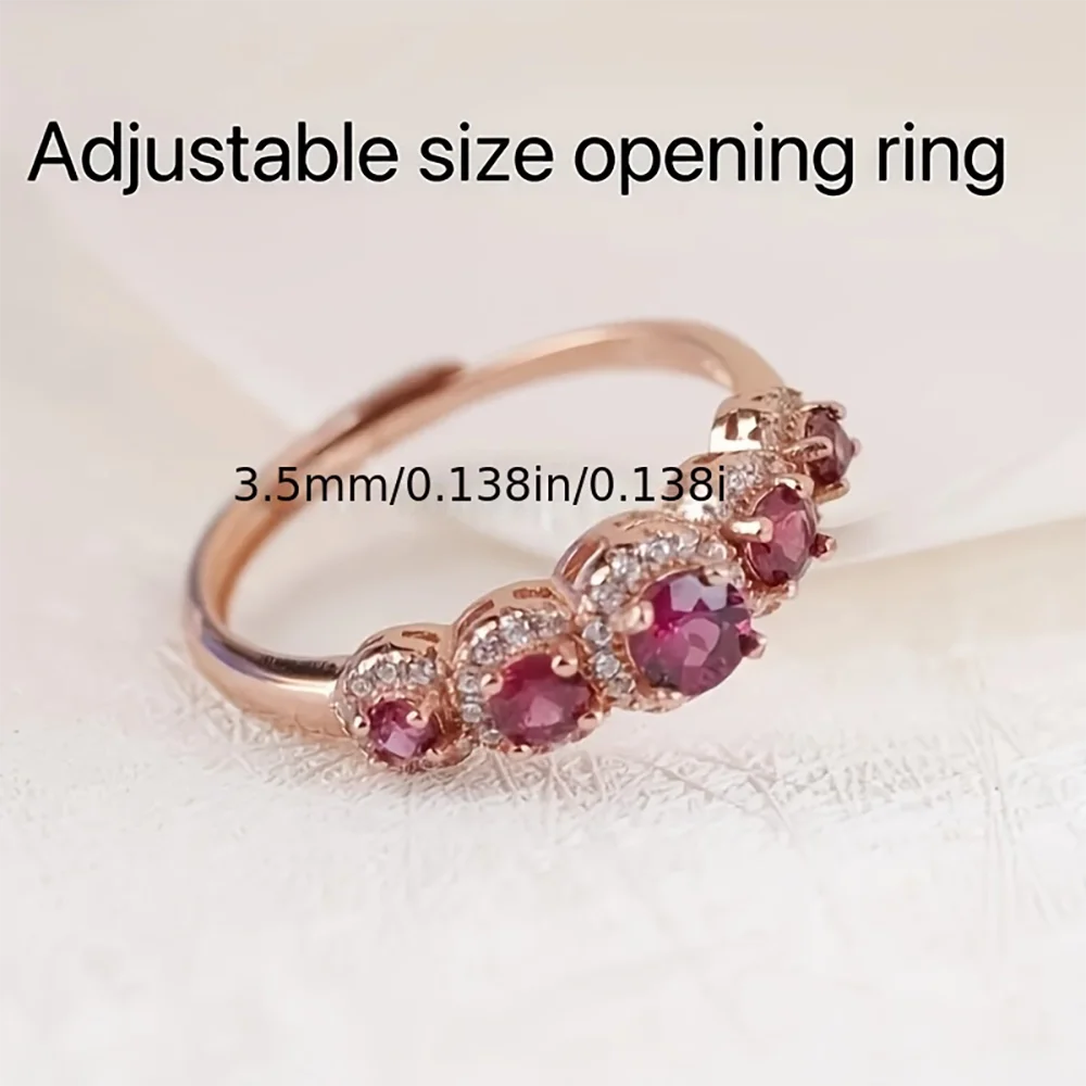 Vintage Purple Cubic Zircon Ring for Women S925 Silver Rose Gold Rings Ethnic Wedding Jewelry Daily Party Accessories USA Stocks