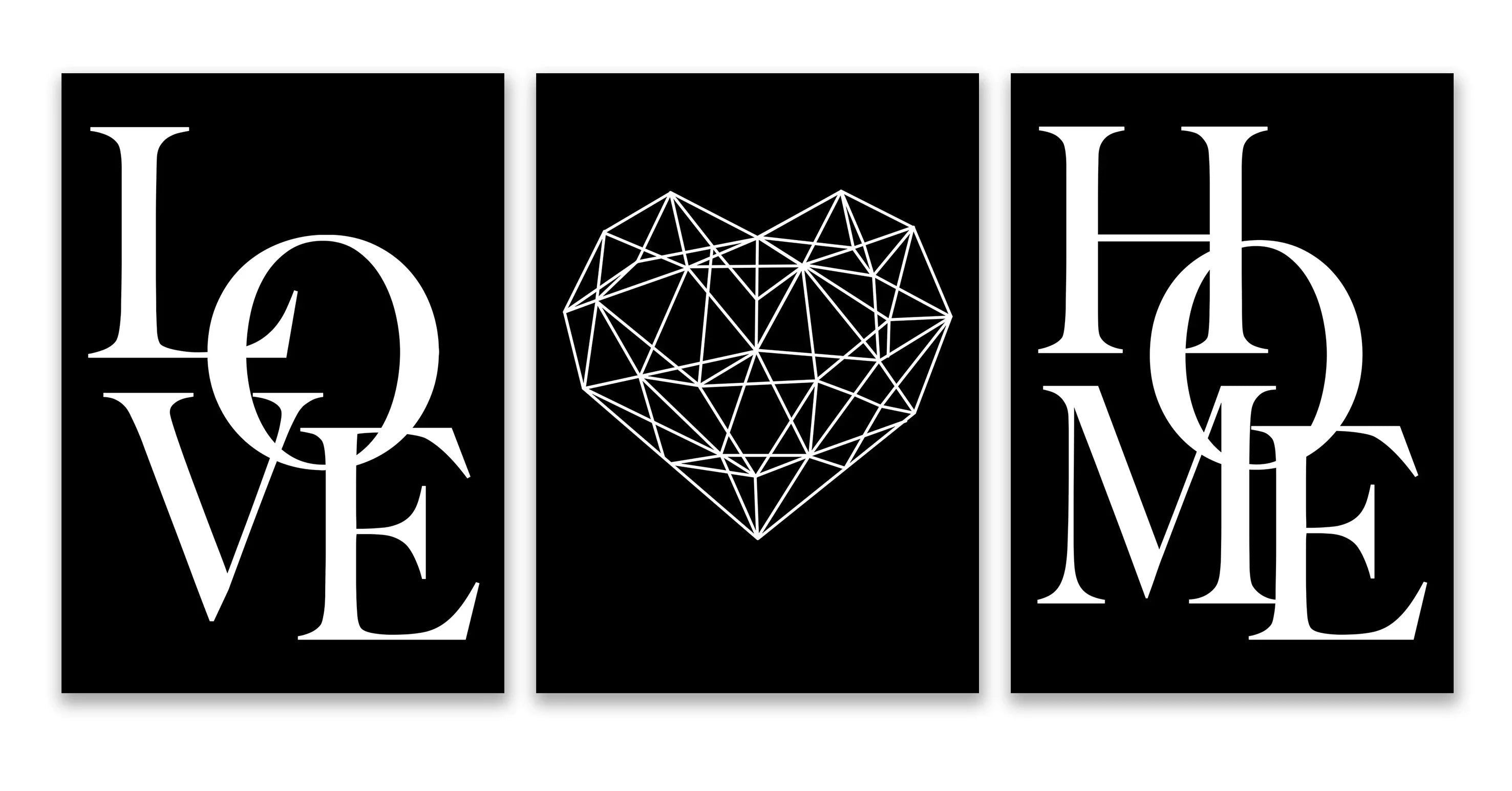 3pcs Love Home Diamond Heart Letter Canvas Prints Nordic Modern Living Room Wall Art Black White Decorative Paintings Home Decor