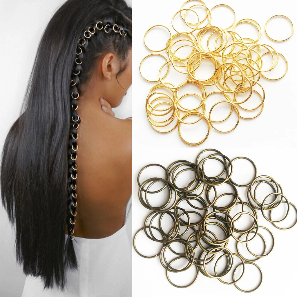 Hair Braid Rings Accessories Clips Dreadlocks Beads Set Color Gold and Sliver 50pcs